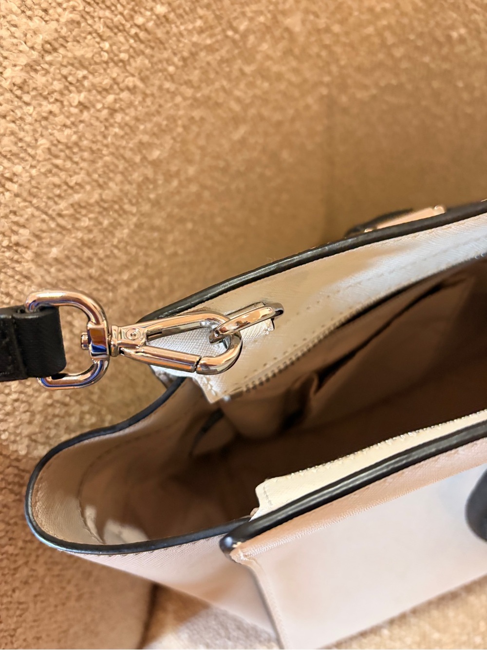 Michael Kors Cream and Black Saffiano Satchel with Crossbody Strap - Picture 5 of 5